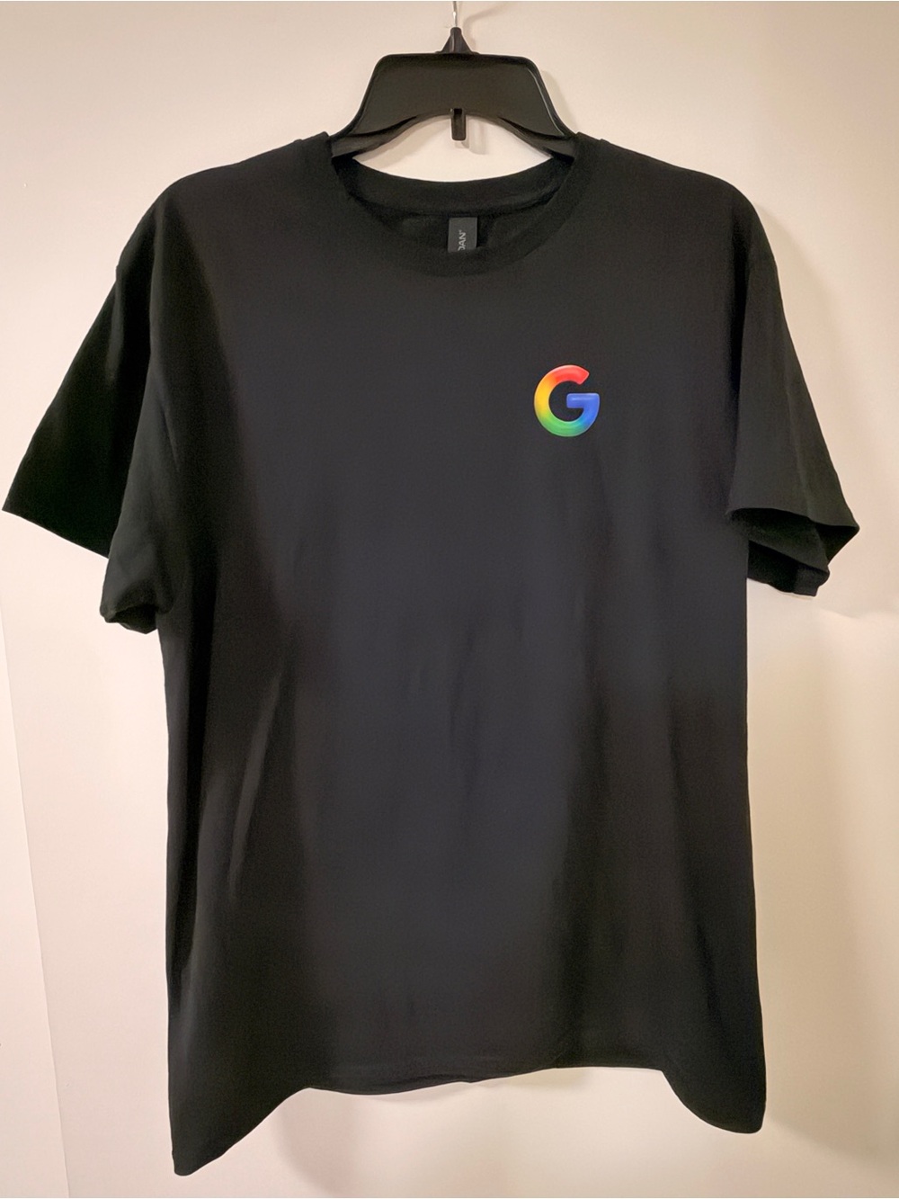 Google black short sleeve T shirt, size Medium, 100% cotton